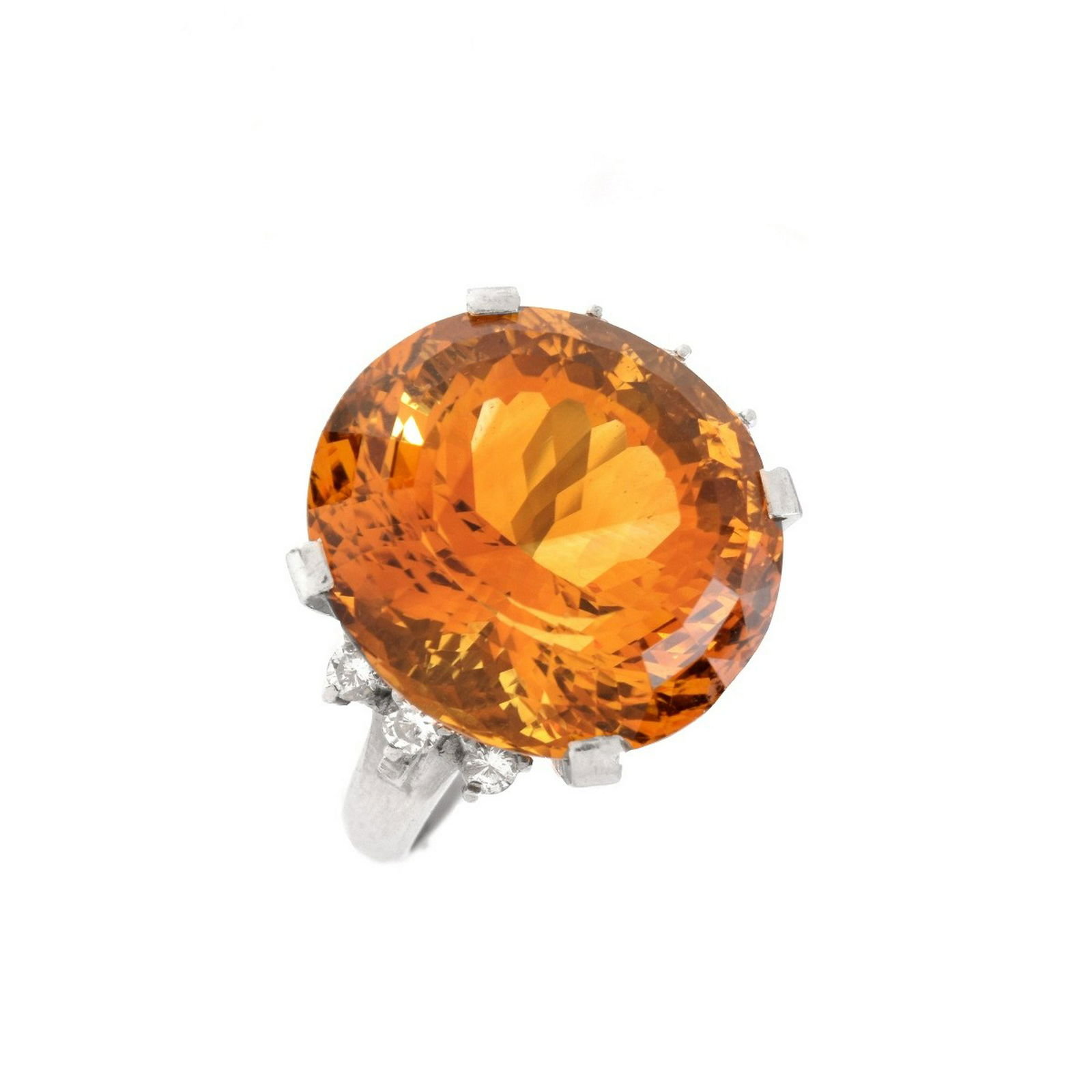 Orange Citrine, Diamond and Platinum Ring (1 of 7)