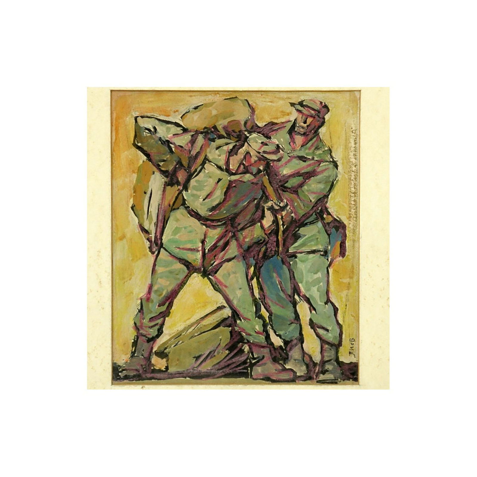 Russian Soviet Realist School Gouache On Card "Sto (1 of 5)