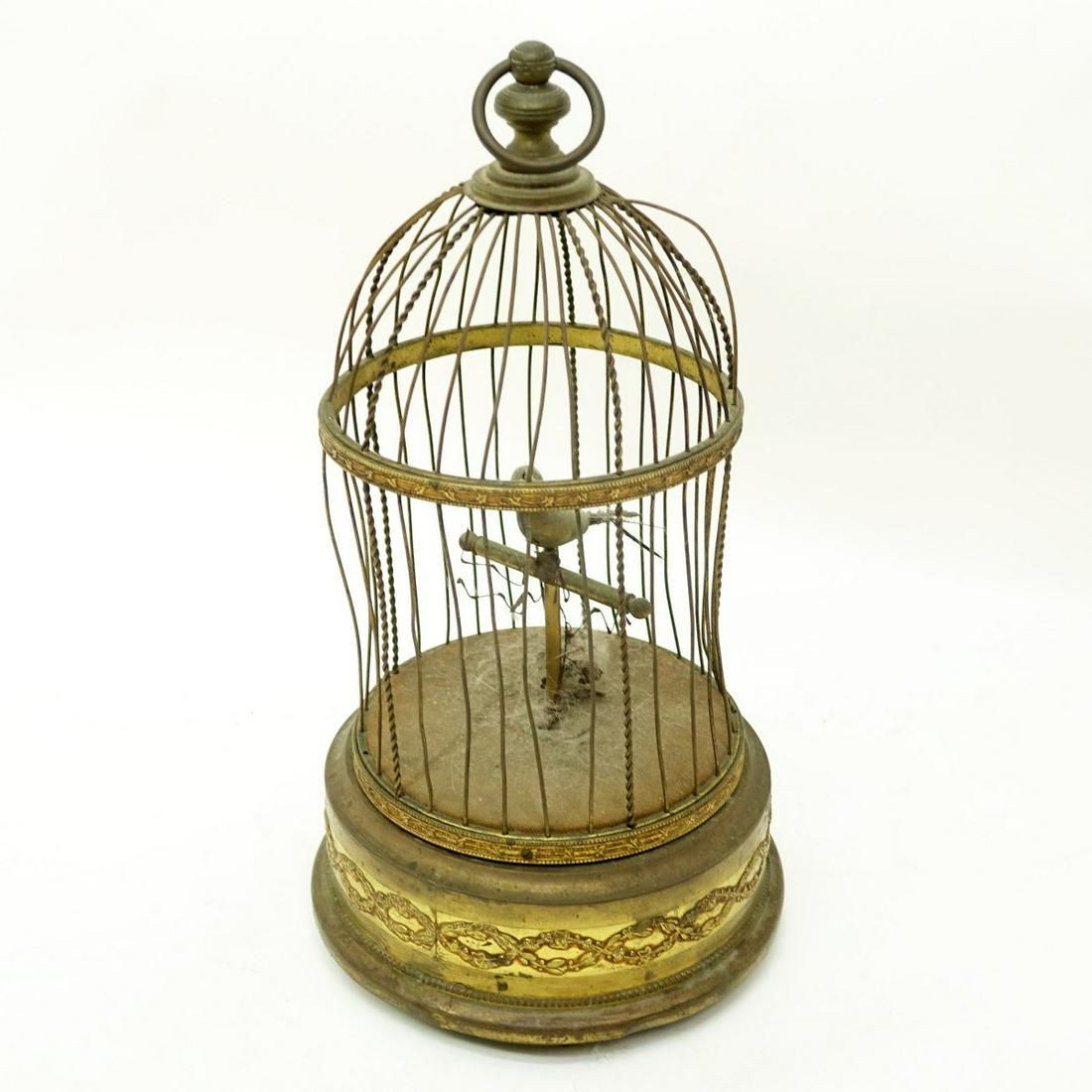 Antique French Gilt Bronze Automation Bird In Cage (1 of 6)