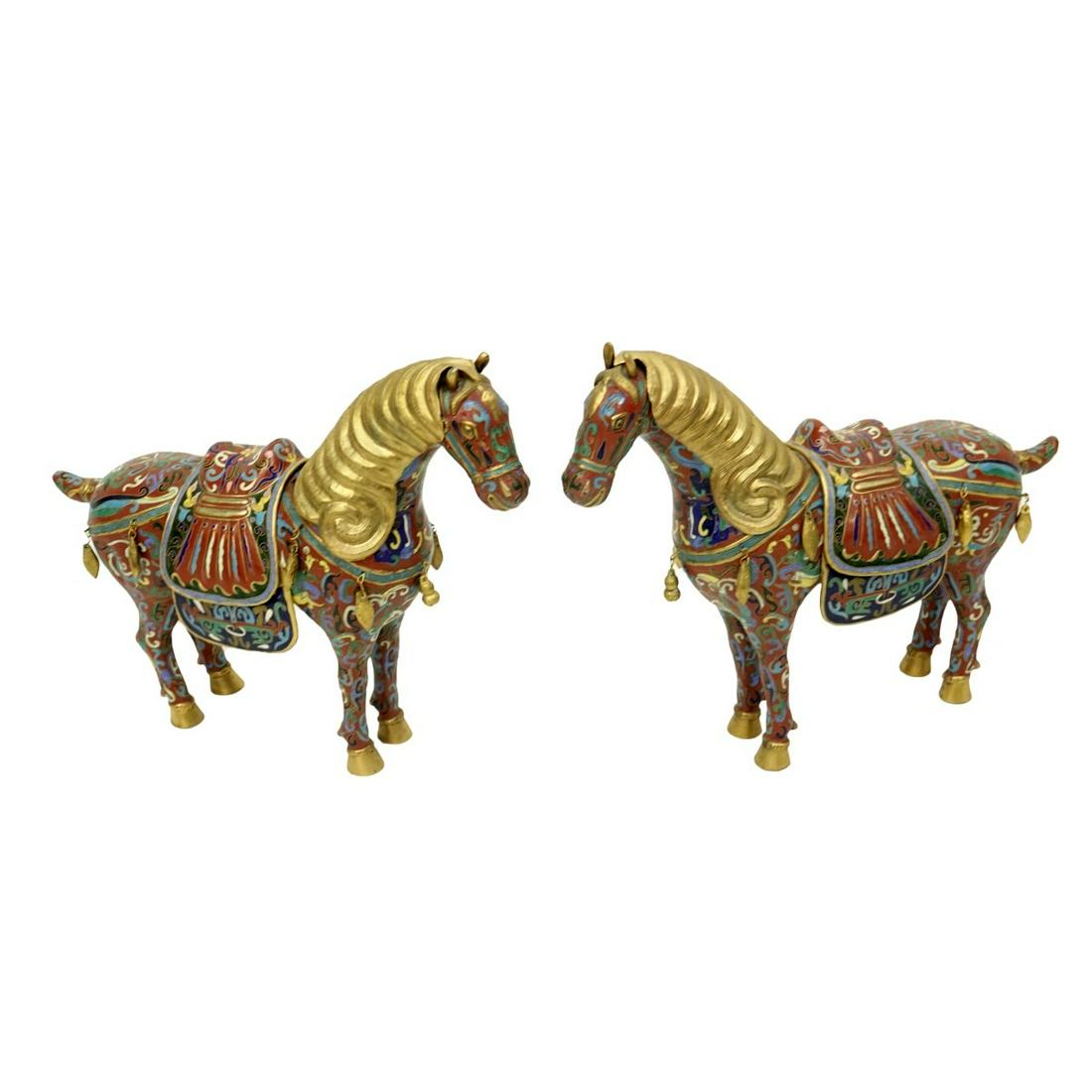 Pair of 19/20th Century Chinese Cloisonne Horses (1 of 8)