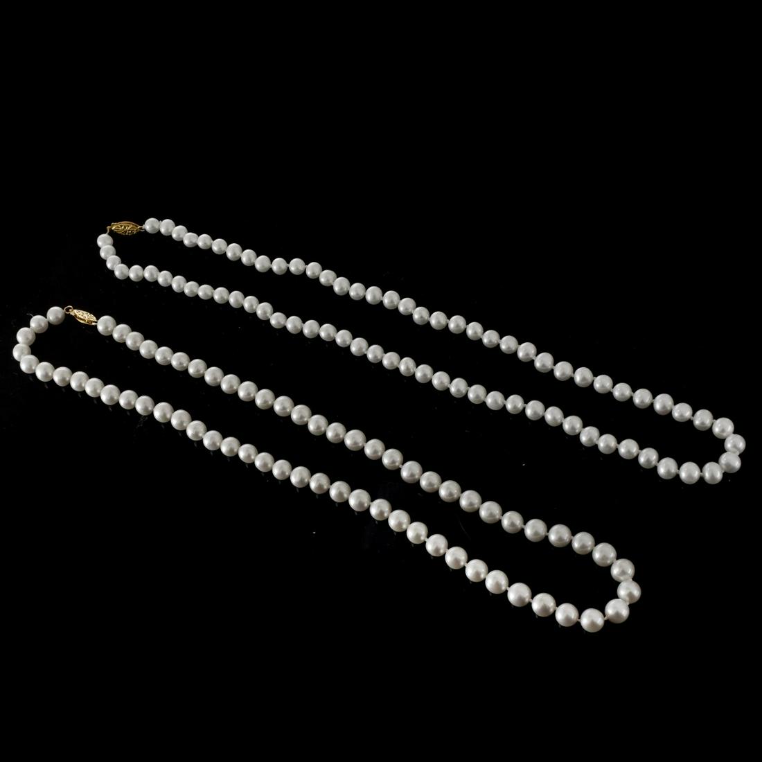 Two Pearl and 14K Necklaces (1 of 3)