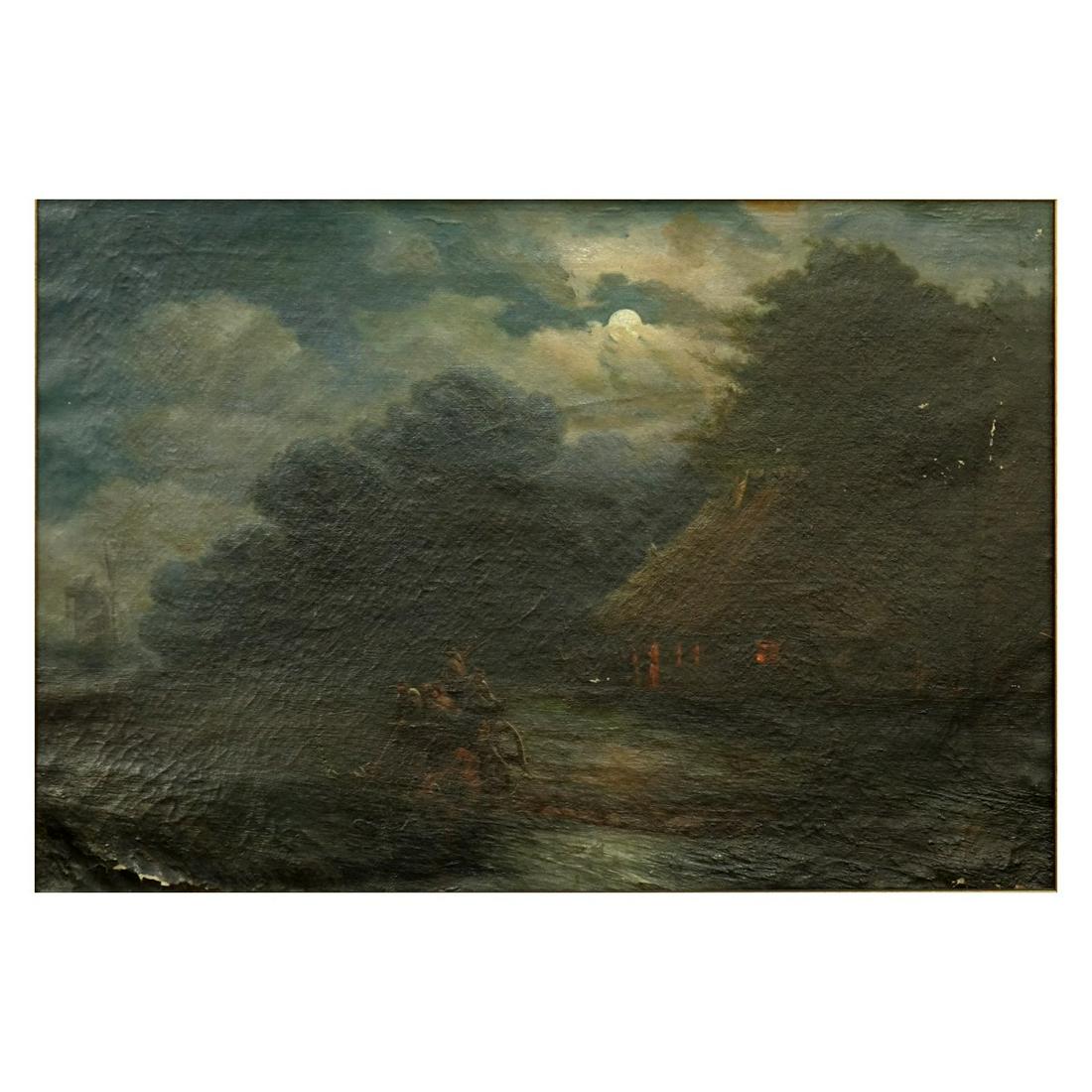 19/20C Oil on Canvas "Moonlit Night in Ukraine" (1 of 5)