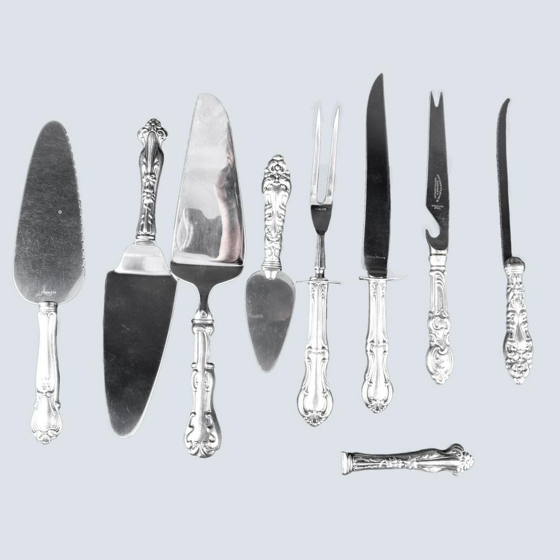 Grouping of Nine (9) Sterling Silver Handled Table (1 of 4)
