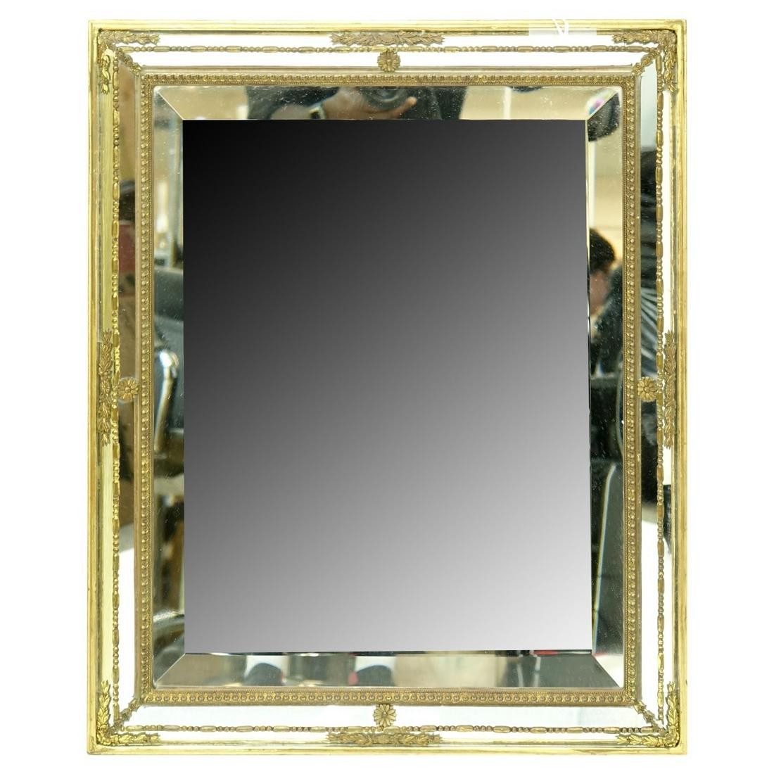Antique Brass Floral Beveled Mirror (1 of 2)