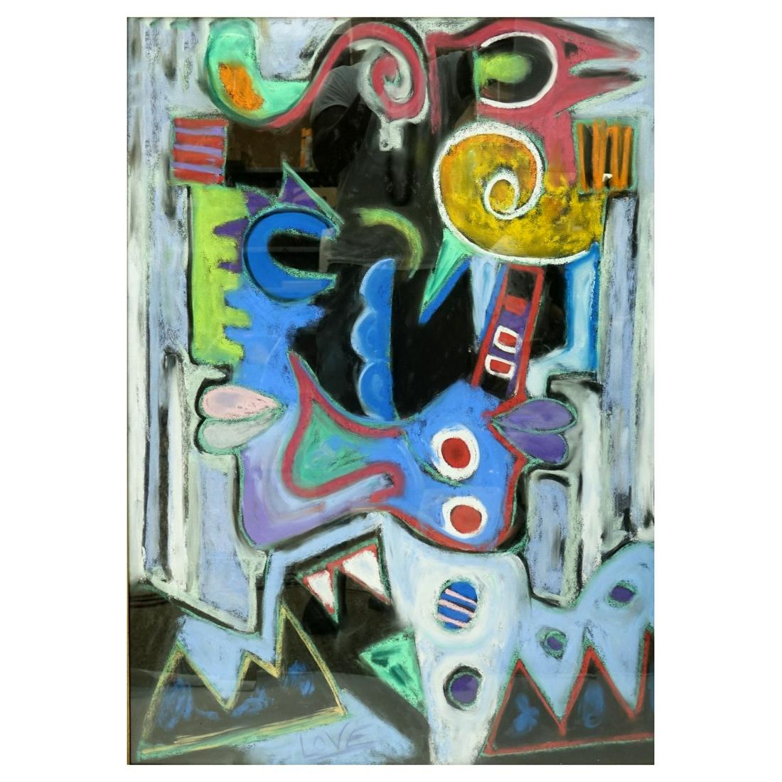 Justin Love, American (20th Century): Justin Love, American (20th Century) Pastel on Paper "Imagination" Signed Lower Center. Inscribed en verso. Certificate of Authenticity included. Measures 40" H x 30" W, frame measures 53-1/4" H x 43-