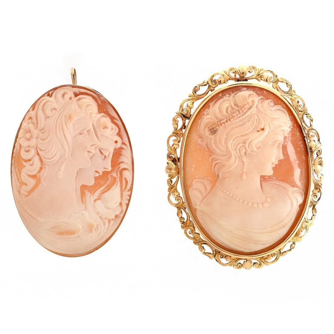 Two Carved Shell Cameo Brooches (1 of 5)