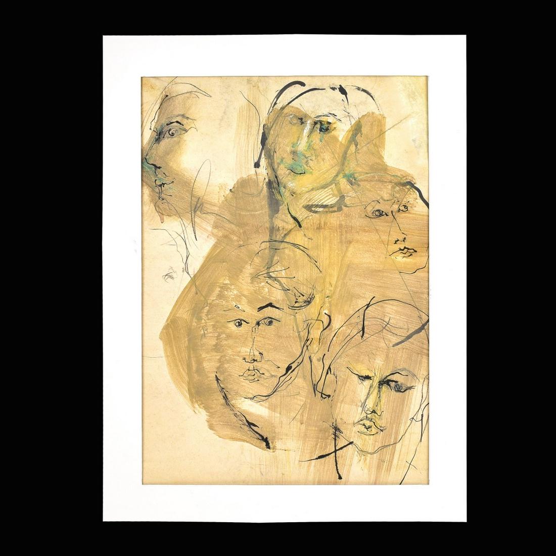 Ernest Treccani, Ink and w/c Portrait Studies (1 of 1)