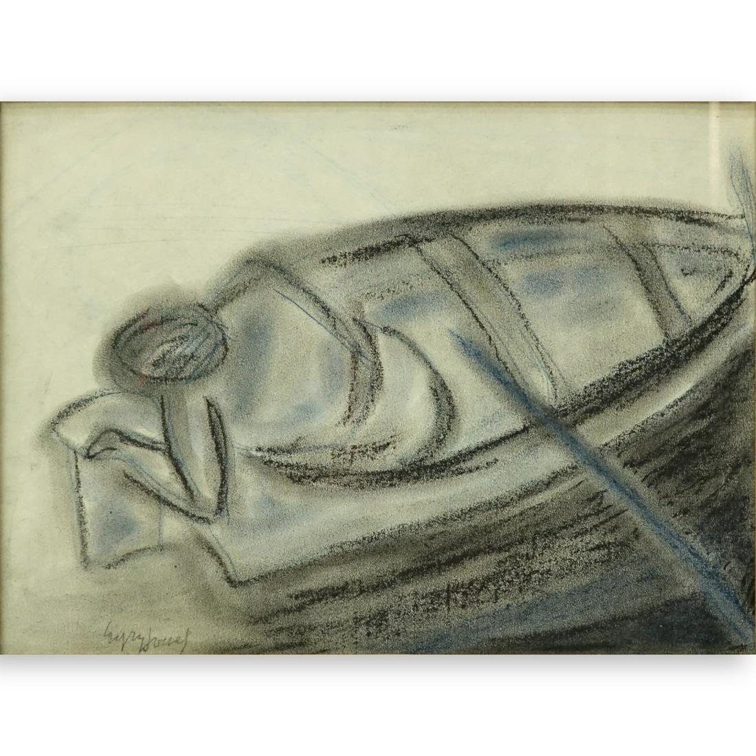 Attributed to: Jozef Egry Charcoal On Paper (1 of 4)