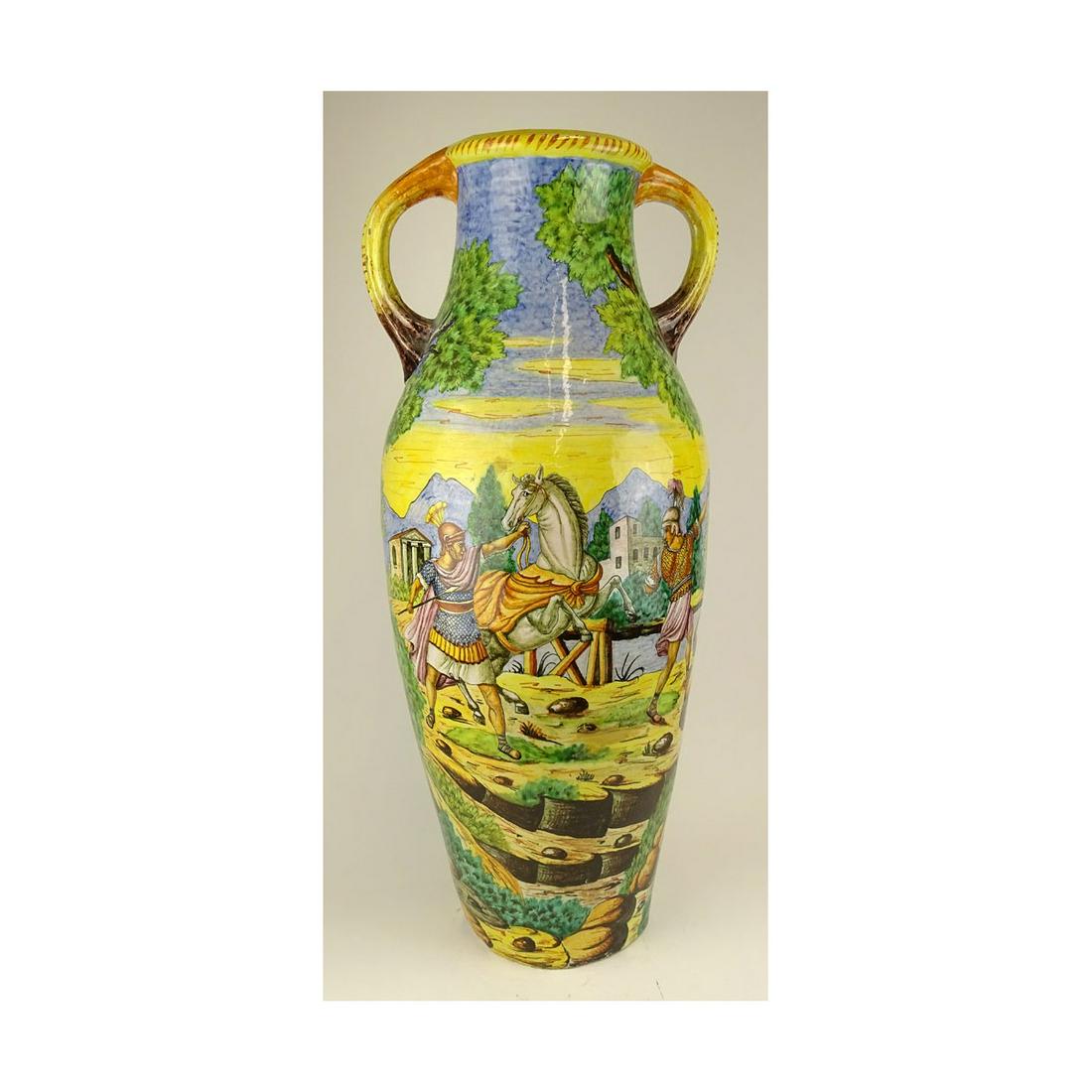 Large Vintage Italian Majolica Handled Urn. Figura (1 of 6)