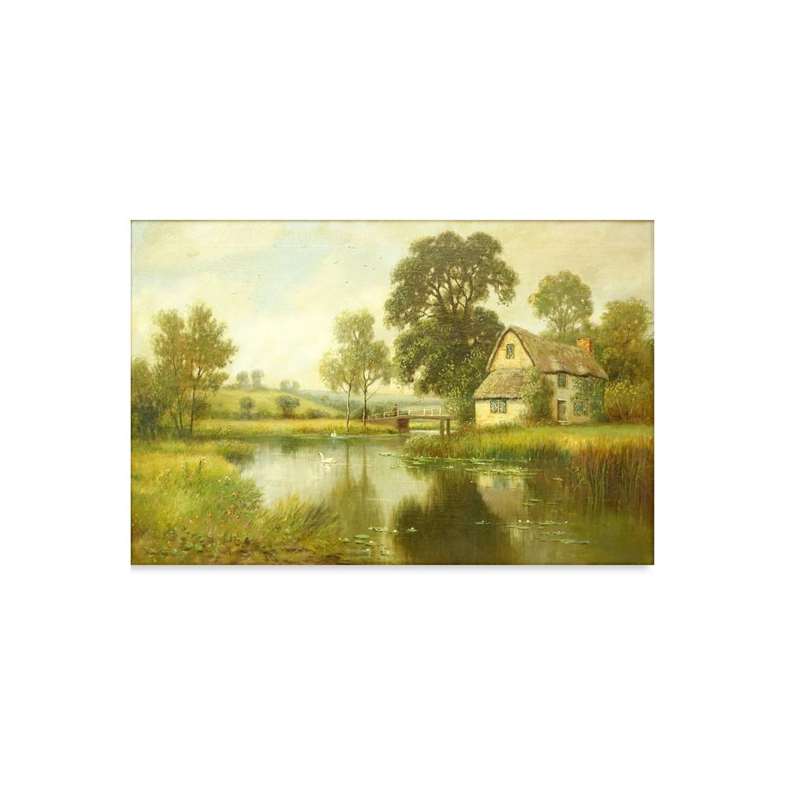 Henry Cooper, British (fl.1910 - 1935) Oil on canv: Henry Cooper, British (fl.1910 - 1935) Oil on canvas "A House In The Countryside". Signed lower left. Good condition. Measures 20" x 30", frame measures 26-1/4" x 36-1/4". Shipping: Third party. (esti