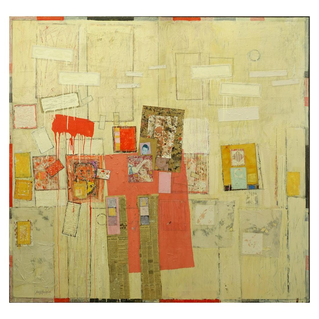 Patrick Archer, American (born 1926): Patrick Archer, American (born 1926) Mixed Media on Board "Naughty M, 1998" Signed Lower Left. Inscribed en verso. Measures 69-1/2" H x 73-1/2" W. Condition: Good condition Estimate: $300.00 - $500.00