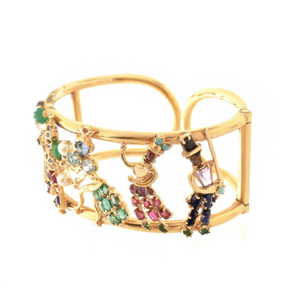 Vintage Gemstone and 14K Bangle Bracelet (1 of 4)