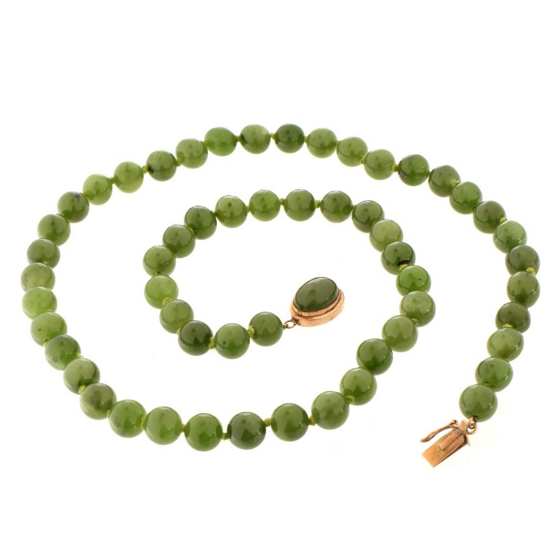 Antique Jade Bead and 14K Necklace (1 of 6)
