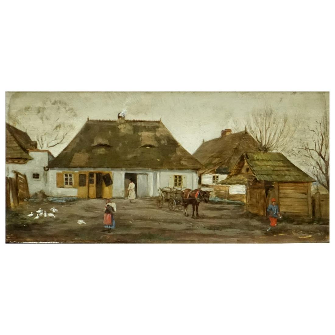 19/20C Polish School O/P Barn Scene (1 of 7)