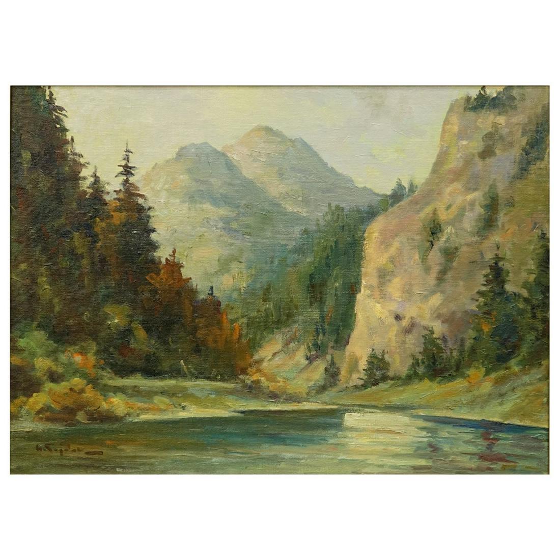 19/20C Polish School O/P Lake in Tatra (1 of 5)