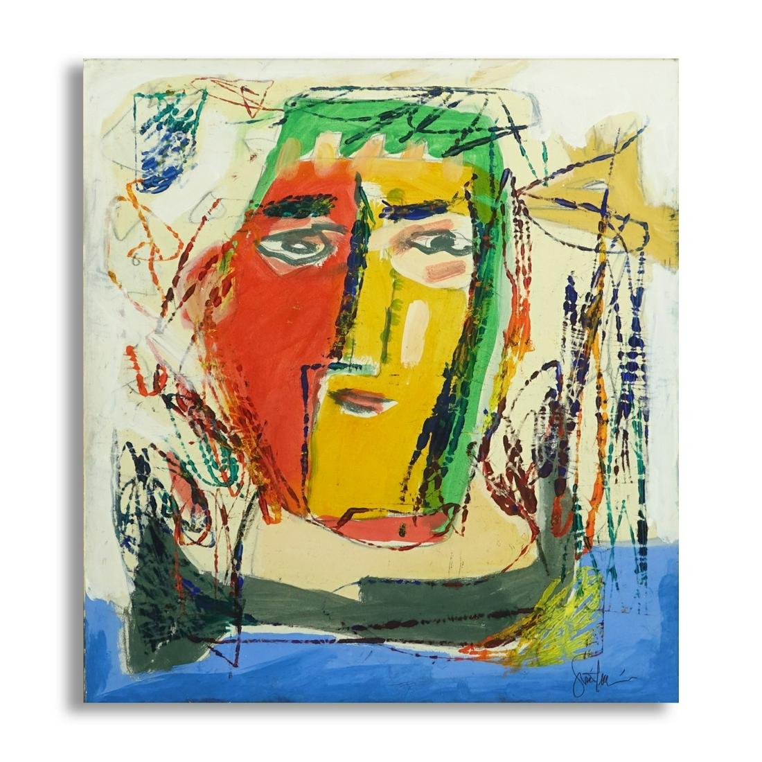 Gina Pellon, Cuban (born 1925): Gina Pellon, Cuban (born 1925) Oil on Canvas "Mi Tente" Signed Lower Right. Inscribed en verso. Measures 32" H x 25-1/2" W, frame measures 41" H x 34-1/2" W. Provenance: The Former Collection of Mr. &