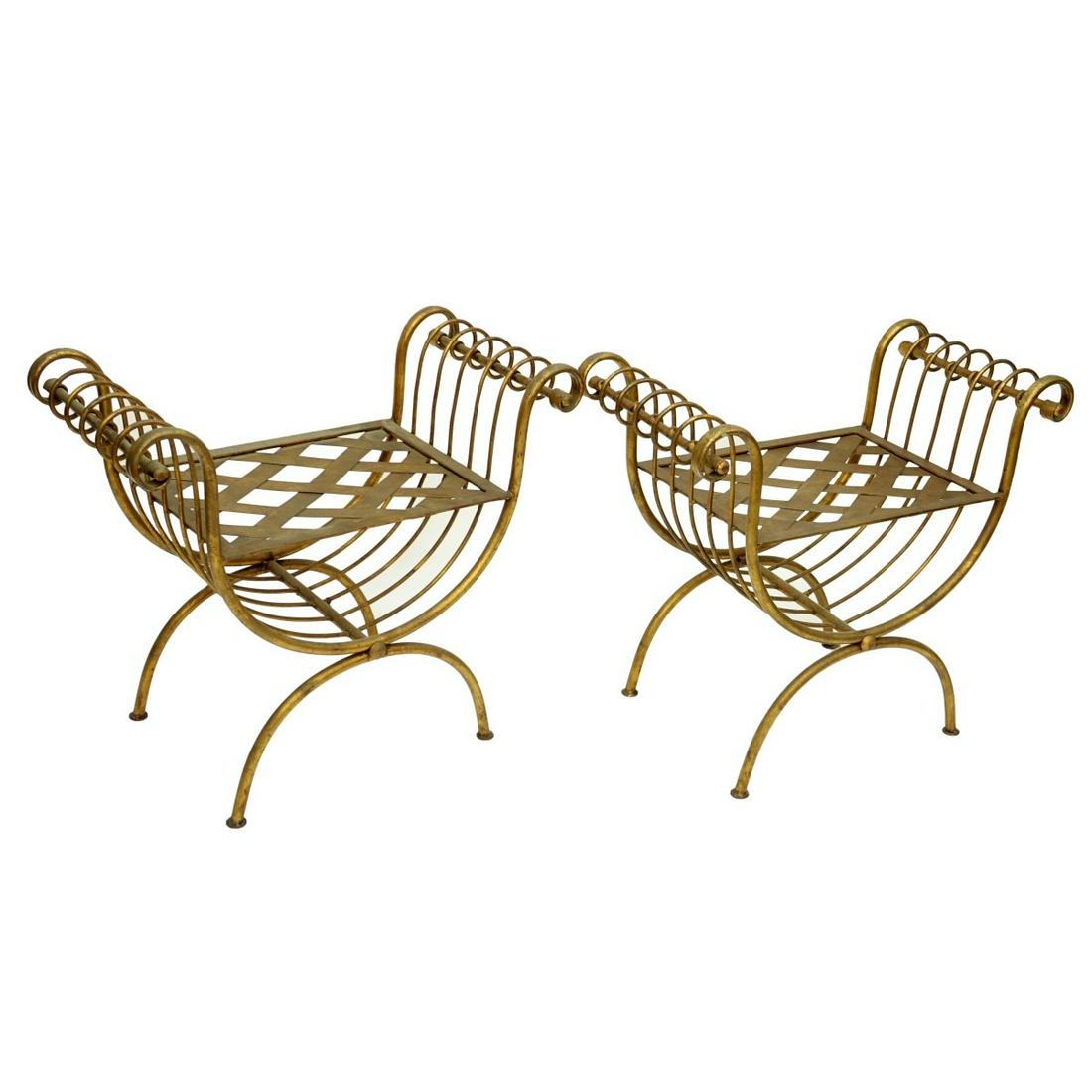 Neoclassical Style Gilt Metal Benches (1 of 4)