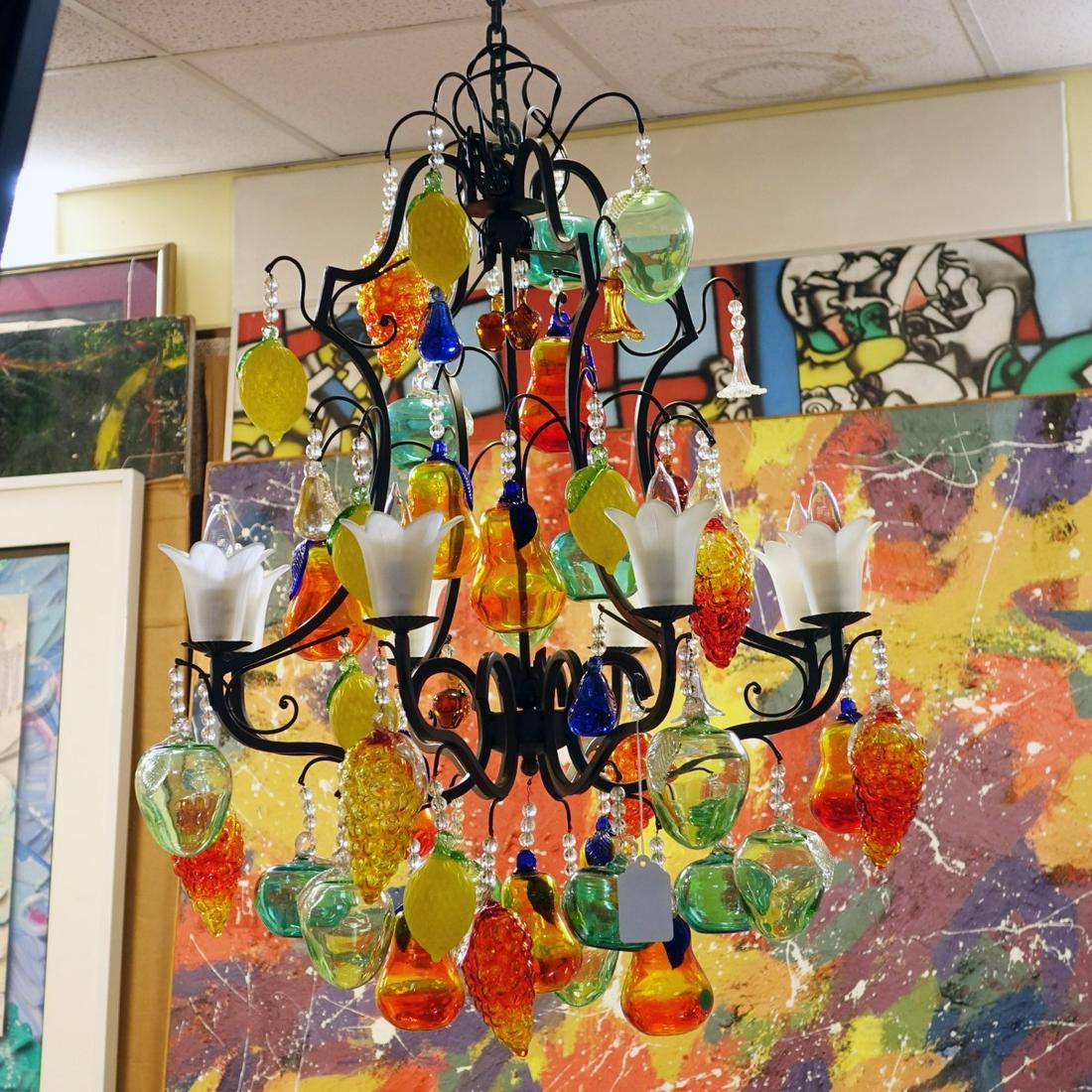 Murano Art Glass Fruit and Crystal Chandelier (1 of 3)