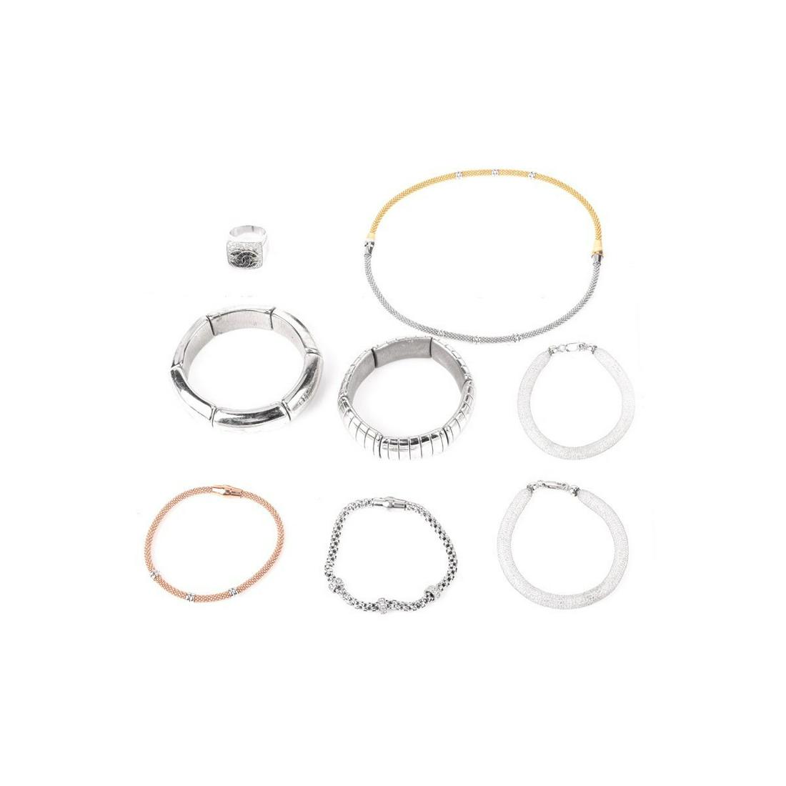 7 Pcs Gold-Tone Costume Jewelry some Designer: Seven (7) Pieces Gold-Tone Costume Jewelry. Pieces by Kenneth Jay Lane, Erwin Pearl and unmarked. Includes 4 pair earrings, 2 rings, cuff bracelet. Some signed. . Condition: Good condition Estimate: $