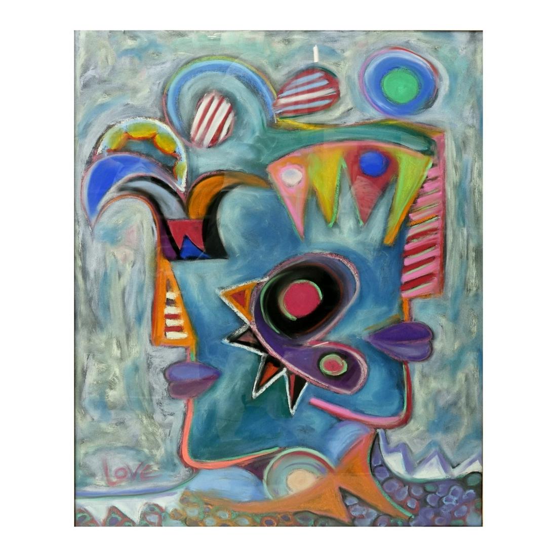 Justin Love, American (20th Century): Justin Love, American (20th Century) Pastel on Paper "Fiesta" Signed Lower Left. Inscribed en verso. Certificate of Authenticity included. Measures 40" H x 30" W, frame measures 53-1/4" H x 43-1/4" W.