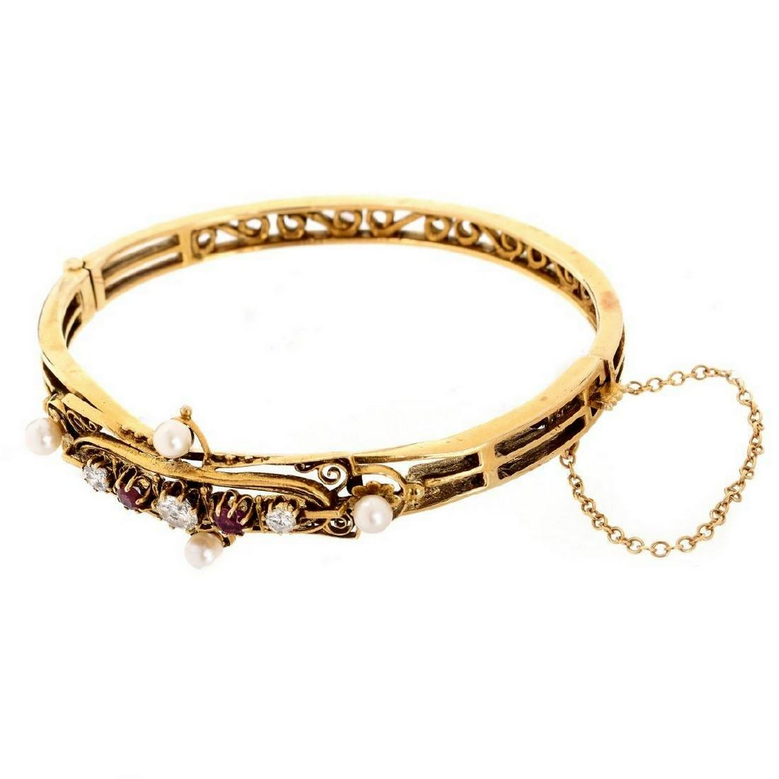 Vintage Diamond, Ruby and 14K Bracelet (1 of 5)