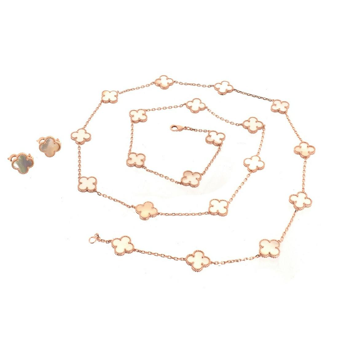 VCA style Alhambra Necklace and Earrings (1 of 4)