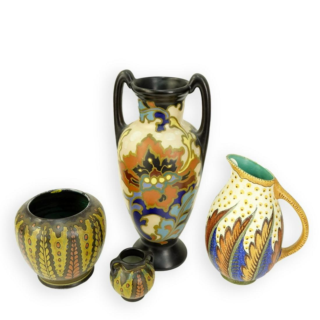 Four (4) Gouda Art Pottery Vases (1 of 8)