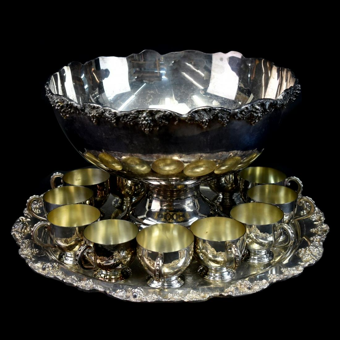 Silver Plate Punch Bowl Set (1 of 7)