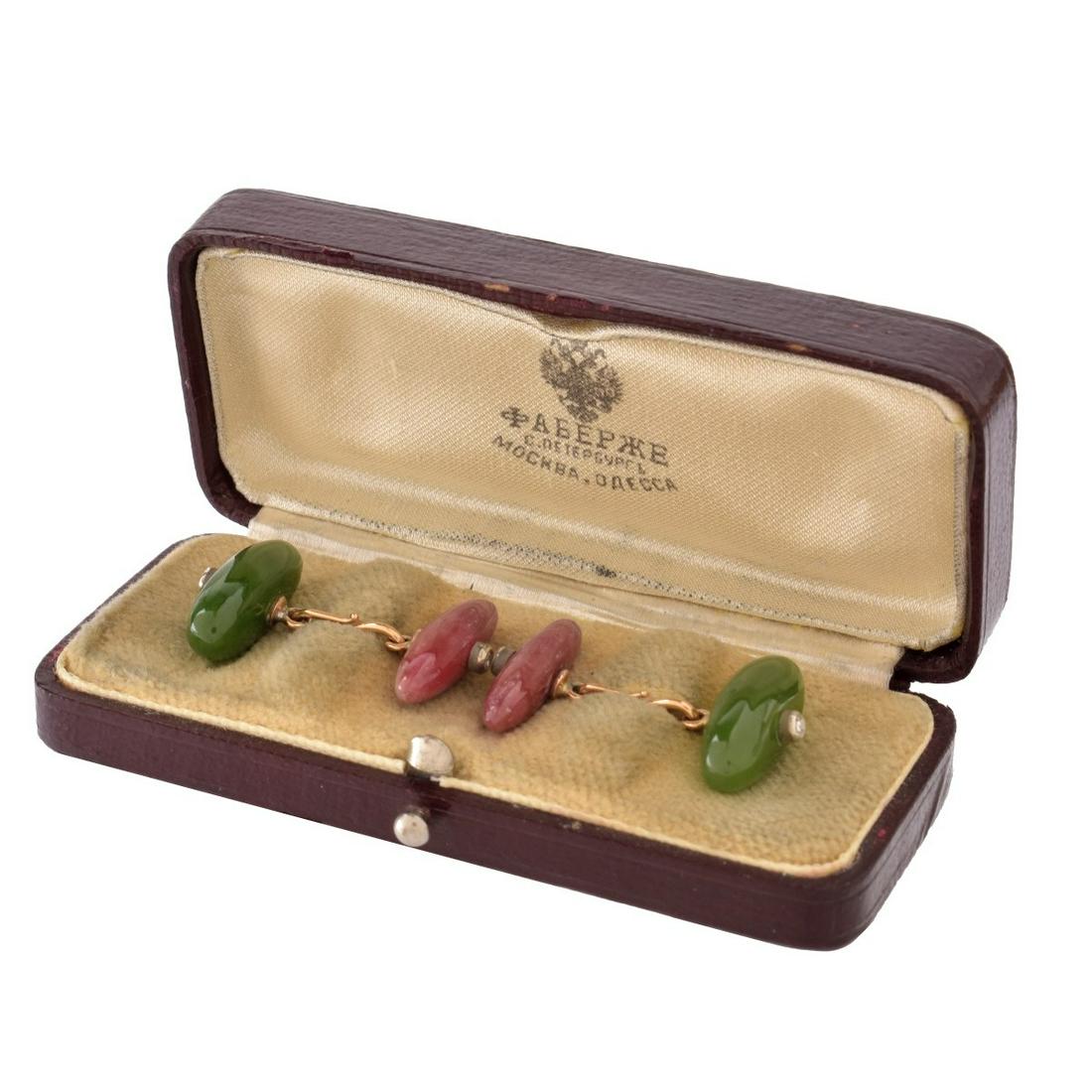 Faberge Jade, Rhodonite and 14K Cufflinks (1 of 5)