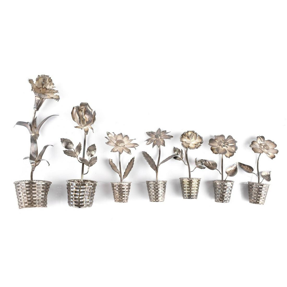 Seven (7) Sterling Models of Flowers (1 of 3)