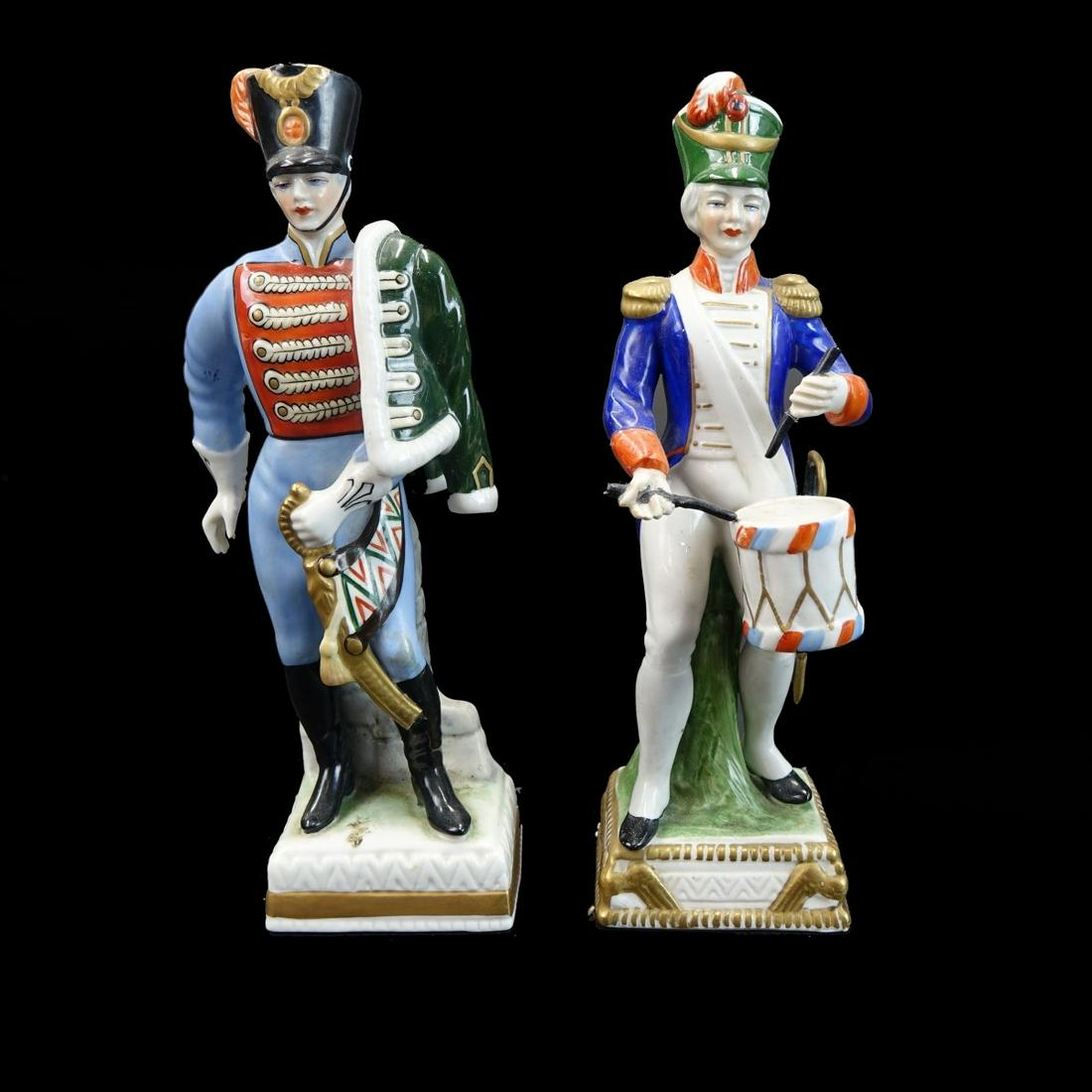 Two (2) Capodimonte Porcelain Figurines: Lot of Two (2) Capodimonte Porcelain Napoleonic Soldier Figurines. Signed and titled at the base. Each measures 9-1/4" H. Condition: The hands on one figurine are in As Is condition Estimate: $50.00 -