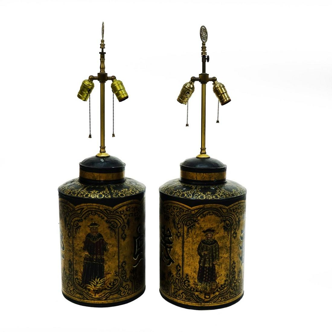 Pair of Chinese Tea Canister Lamps (1 of 3)