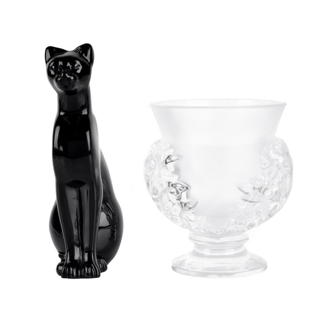 2 pcs Crystal Baccarat Panther Lalique Vase (1 of 7)