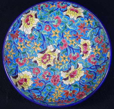 Longwy France Enameled Pedestal Bowl. Early to Mid