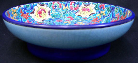 Longwy France Enameled Pedestal Bowl. Early to Mid - 2