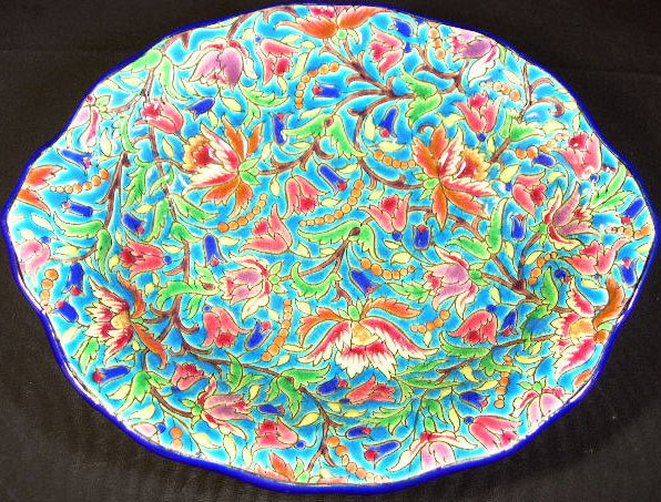Longwy France Enameled Oval Vegetable Bowl. Early t