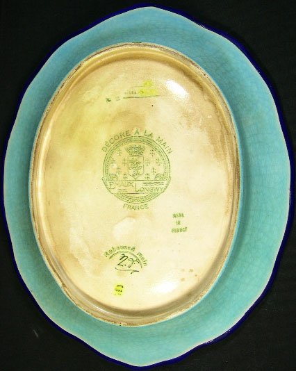 Longwy France Enameled Oval Vegetable Bowl. Early t - 3