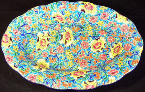 Longwy France Enameled Oval Vegetable Bowl. Early t