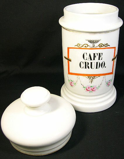 French Porcelain Apothecary Jar "Café Crudo" Unsign - 4