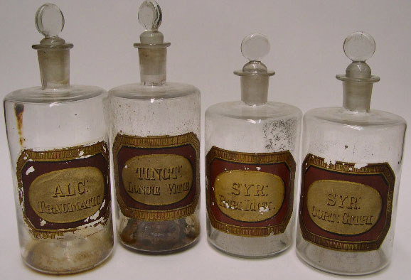 19C Glass Apothecary Jars. Unsigned. Mostly in Very