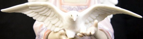 Porcelain Figural Lladro Group #6131 "Angel of Peac - 2
