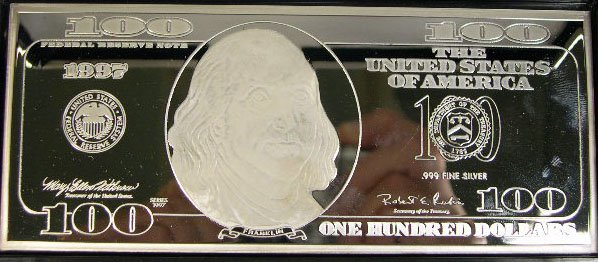 Washington Mint Sterling Silver Hundred Dollar Bil - 3