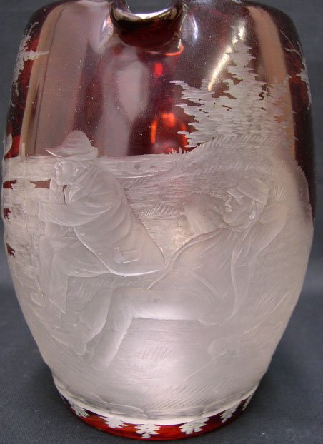 19th Century Red Cut to Clear Bohemian Glass Pitch - 2