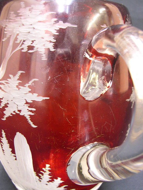 19th Century Red Cut to Clear Bohemian Glass Pitch - 3