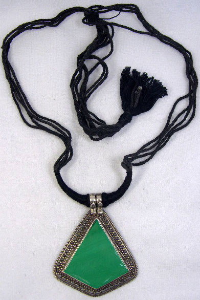 Sterling Silver and Malachite Pendant. Signed 925.