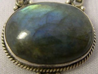 Sterling Silver Hand Necklace with Opal Pendant. S - 2