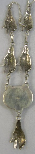 Sterling Silver Hand Necklace with Opal Pendant. S - 5