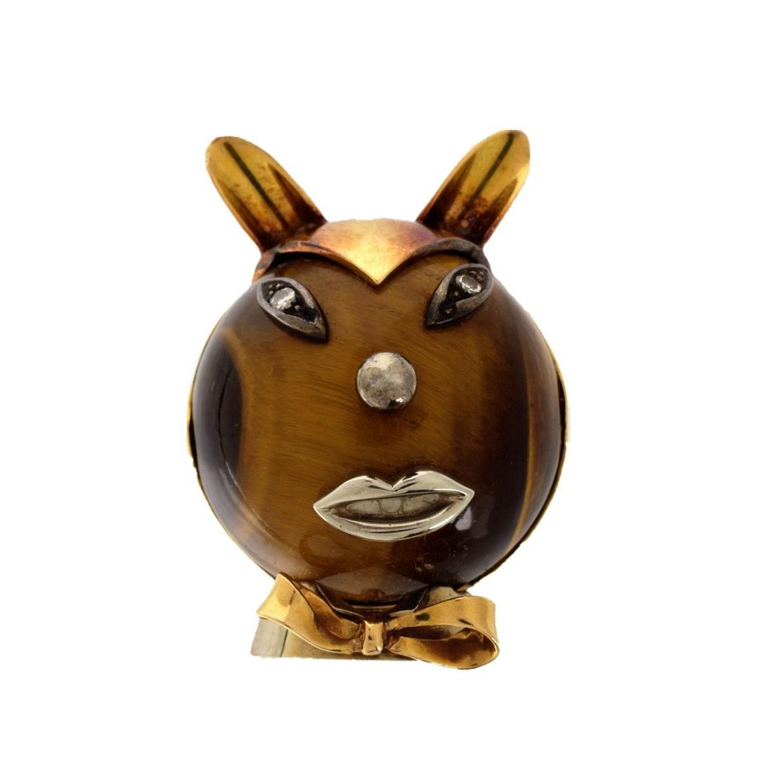 Tiger Eye, Diamond and 18K Pin (1 of 4)