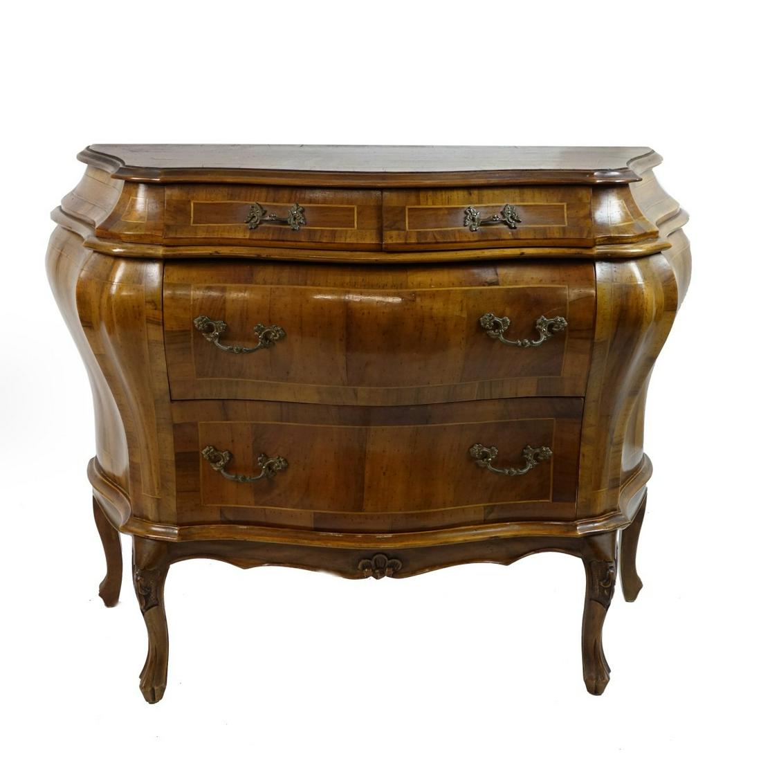Italian Banded Marquetry Bombe Commode (1 of 3)
