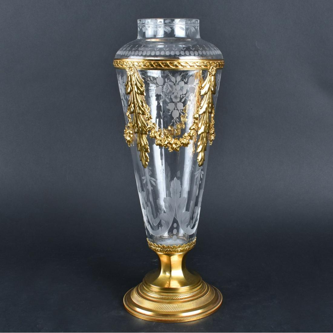 Bronze Mounted Baccarat Cut Crystal Vase (1 of 4)